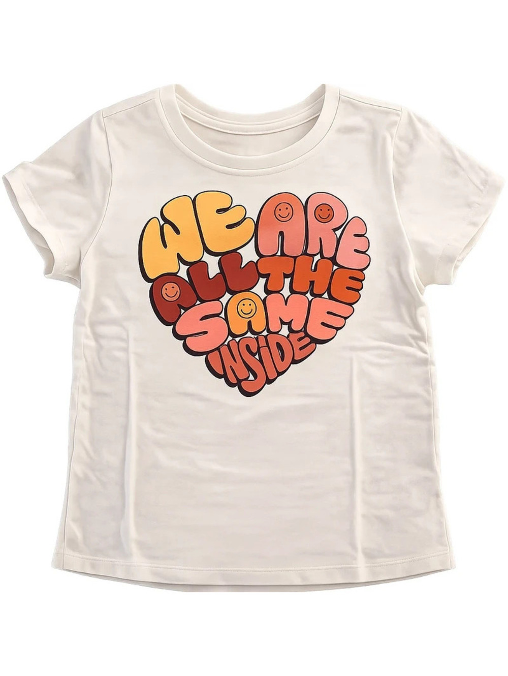 White Graphic T-Shirt with 'We Are All The Same Inside' Heart Design